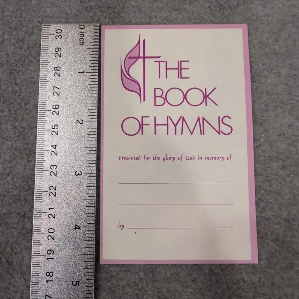 Vintage Blank The Book of Hymns Bookplate United Methodist Church Memorial Label - Picture 1 of 2